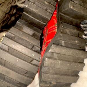 Red Plaid Chunky Sole Boots